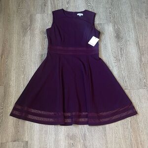 New NWT Calvin Klein plum dress fit and flare elegant size 12 wedding business